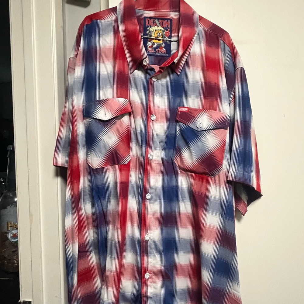 Dixon Red and Blue Casual Button Down Shirt